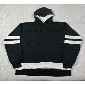 Vintage Hoodie Mens L Double Face 2 Button Sweatshirt Pullover Thermal Knit